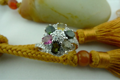 天然碧玺女戒与S925纯银指环 新玉珠宝加工厂的批发优势